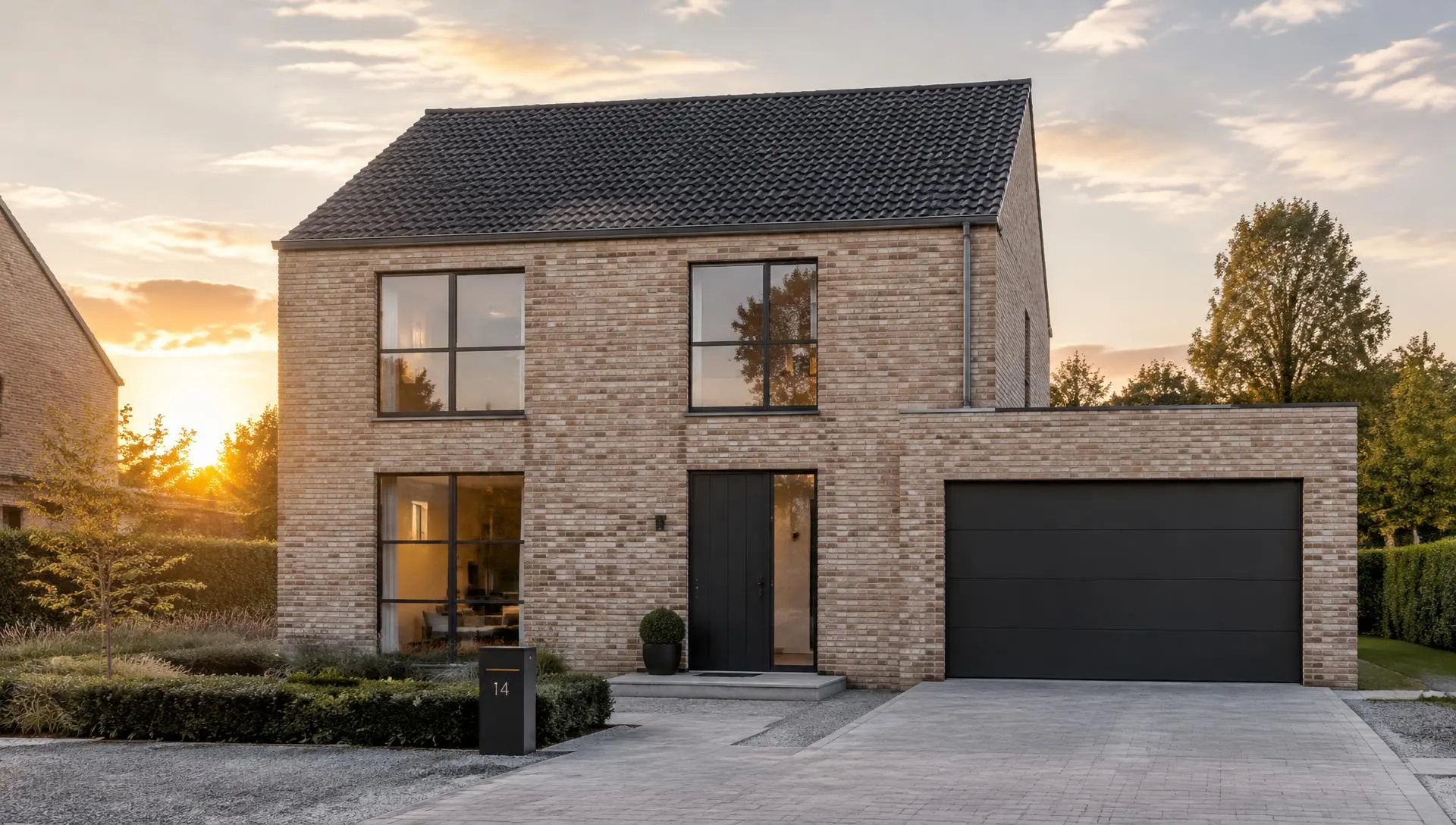 Moderne woning met nieuwe ramen, voordeur en garagepoort